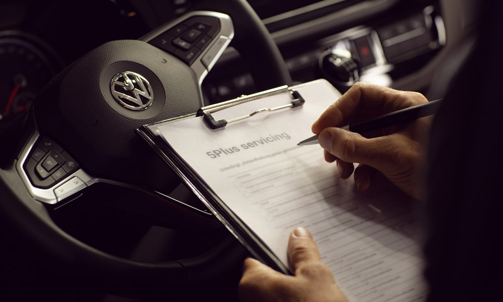 A clipboard checklist on in a Volkswagen