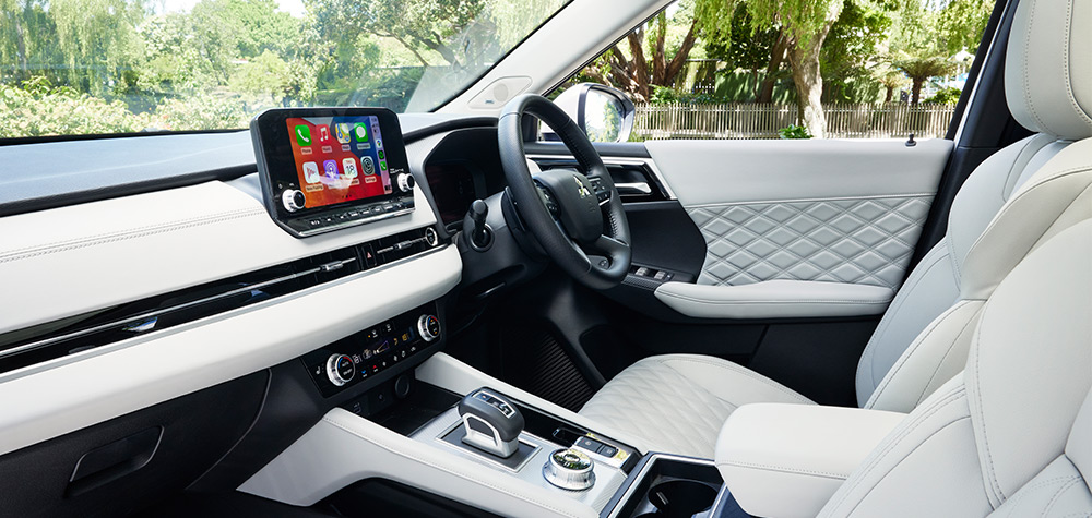 White leahter upholstery in a luxury SUV