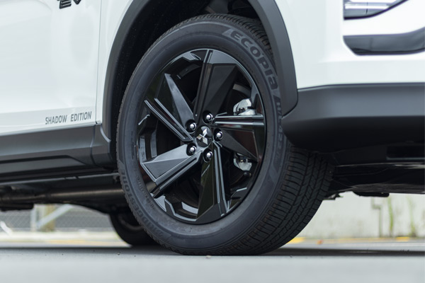 An SUV with black finished alloy wheels