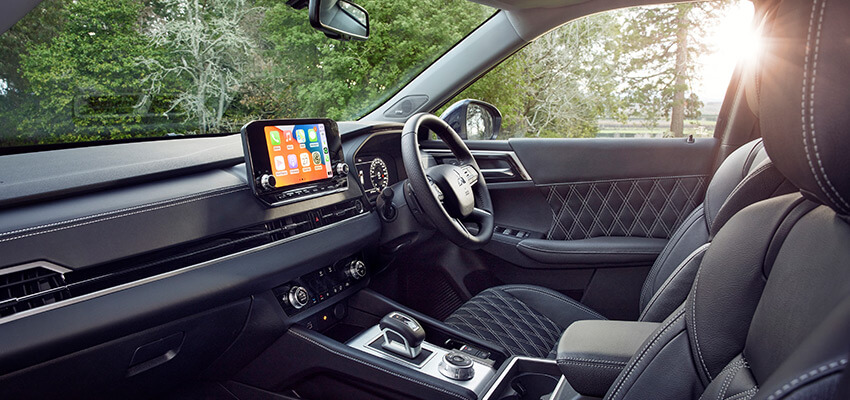 Interior of a right hand drive Mitsubishi SUV