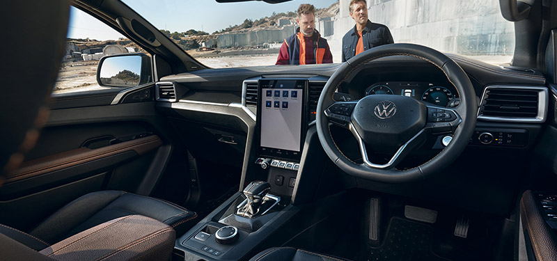 Right hand drive interior of a 2022 VW Amarok