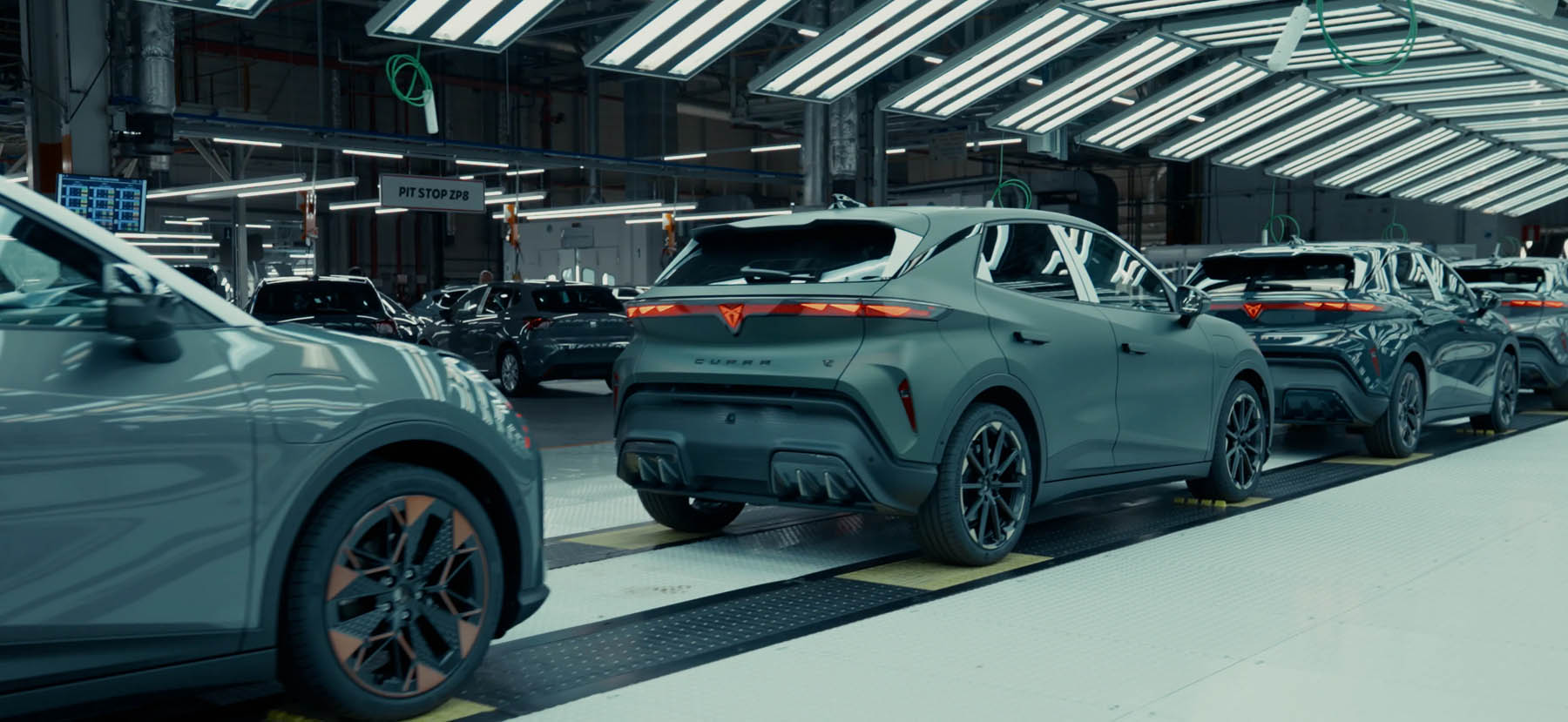 Rear angle photo of a CUPRA Raval in a factory